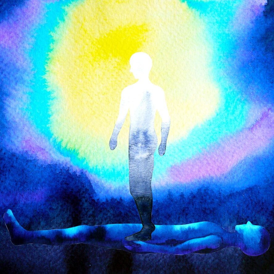 human soul spirit and body connect to mind connection inside watercolor painting illustration design hand drawn